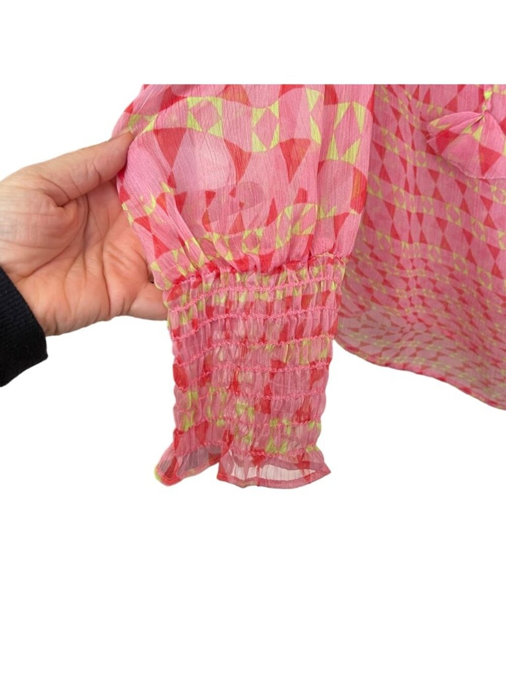 Misa Siena Tie Top Geo Print Pink Size Small NWT - Picture 6 of 9